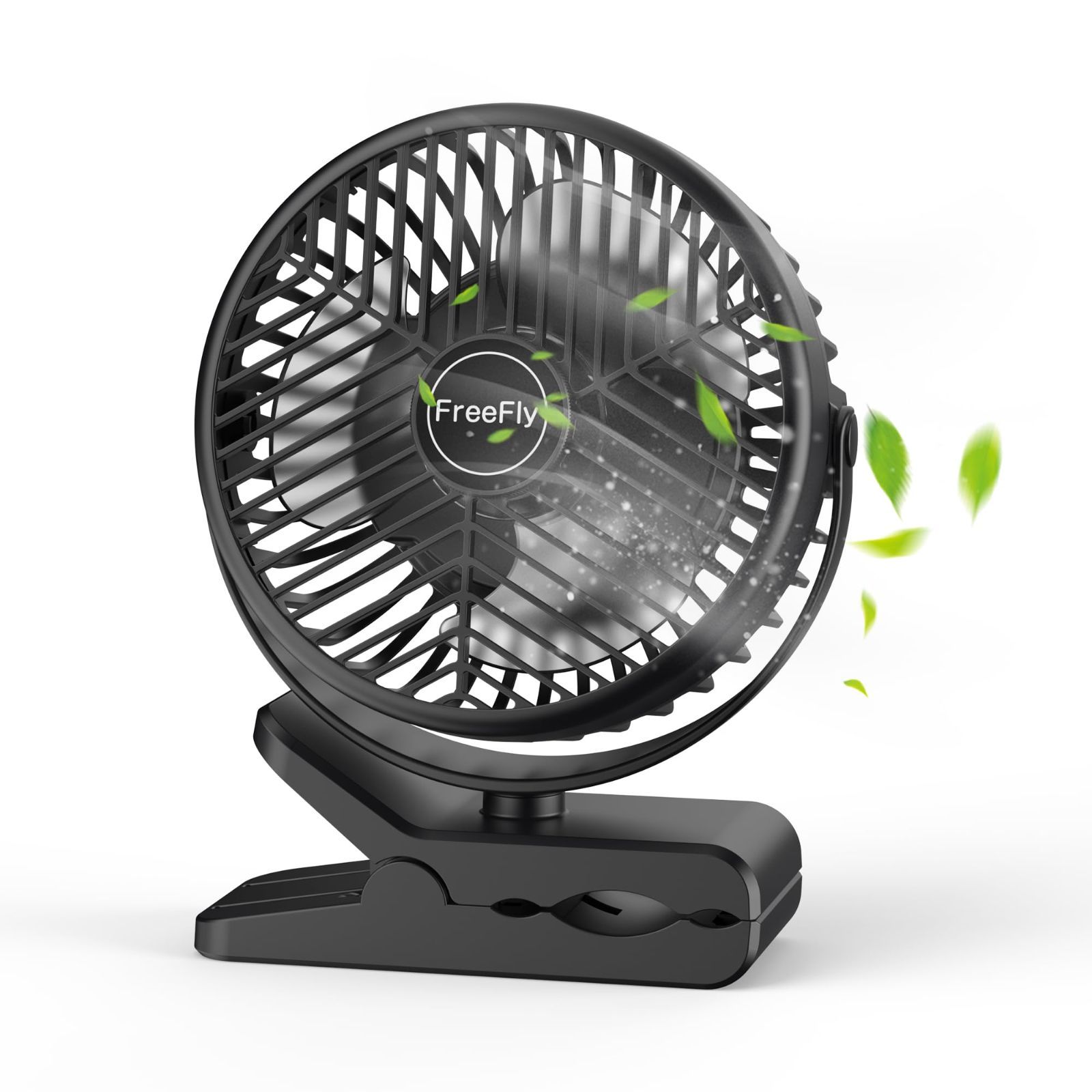 FreeFly 充電式クリップ扇風機 卓上扇風機 風量3段階調整 360度角度調整 デスク・リビング・野外など