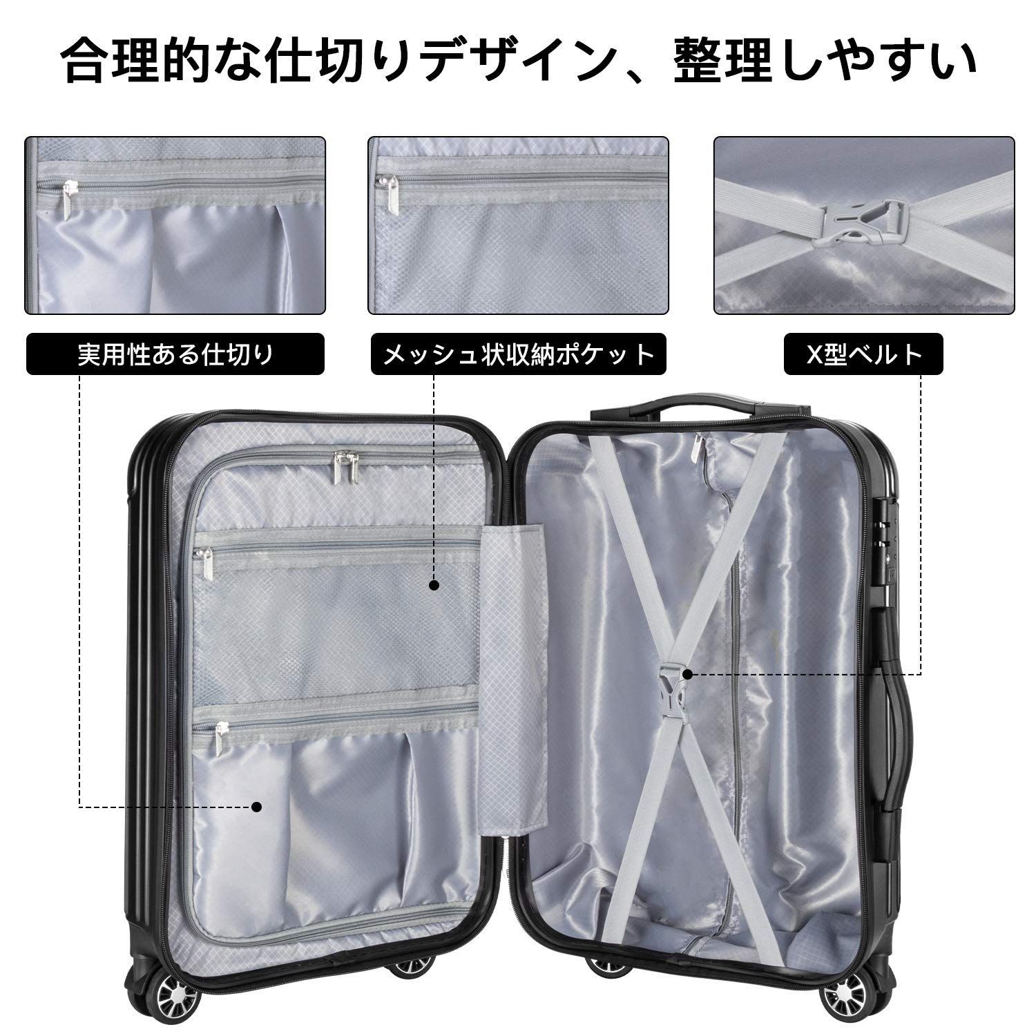 耐衝撃 大型 購入 TSAダイヤル式ロック 超軽量 機内持込 静音ダブル