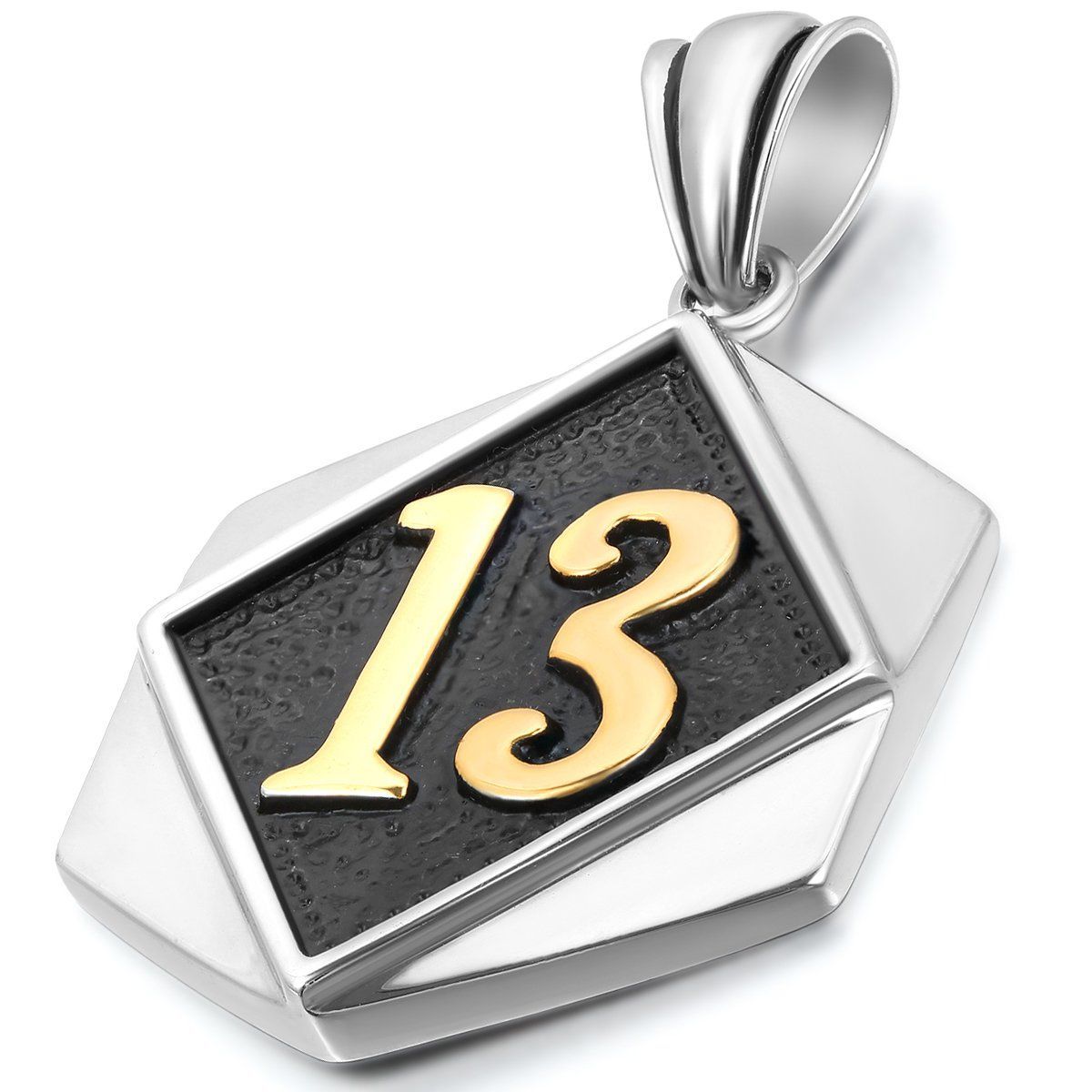 歐米風 ネックレス ファション ステンレス シンプル メンズペンダント 金色 菱形 数字 シルバー Flongo