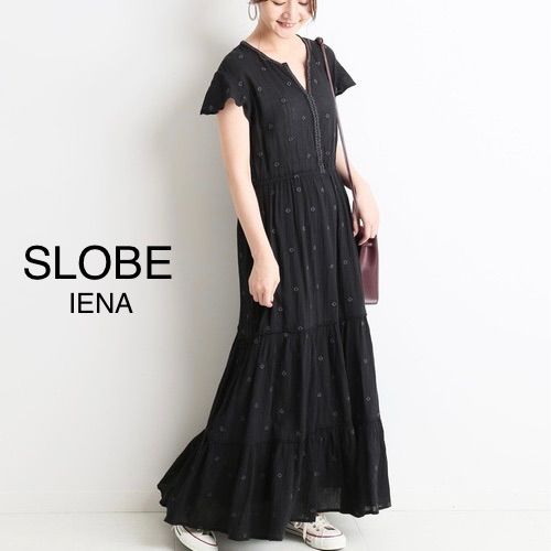 SLOBE IENA フラワーエンブロイダリーティアードワンピース【☆美品