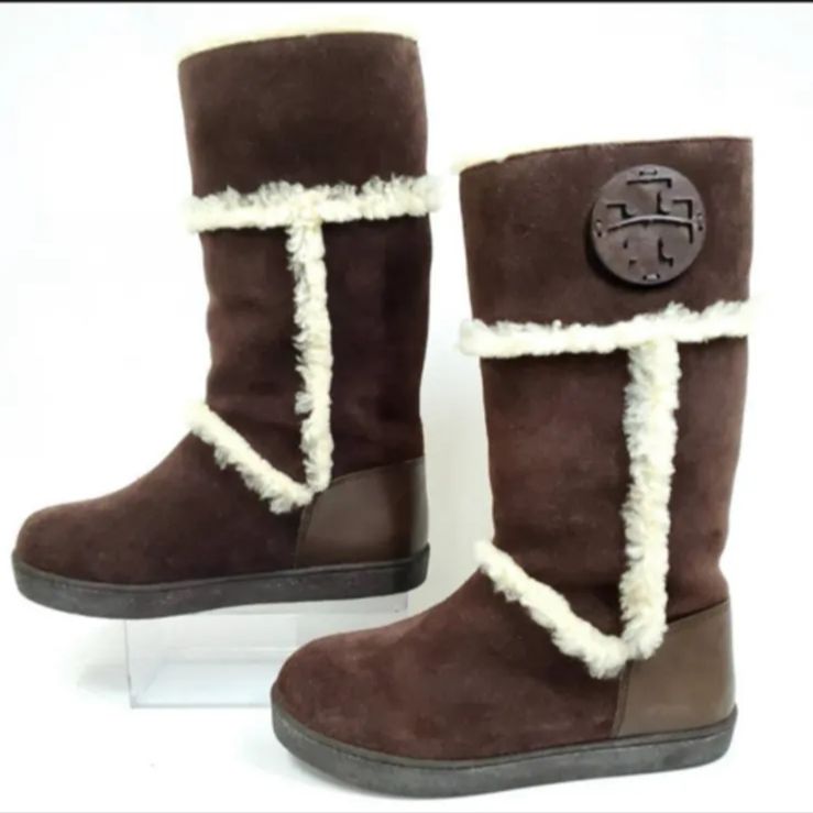 Tory Burch トリーバーチ ムートンブーツ エンブレムロゴ 23cm ダークブラウン