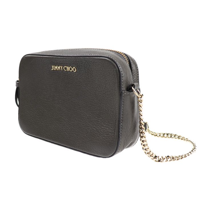 JIMMY CHOO ジミーチュウ ショルダーバッグ レザー グレー QUINN