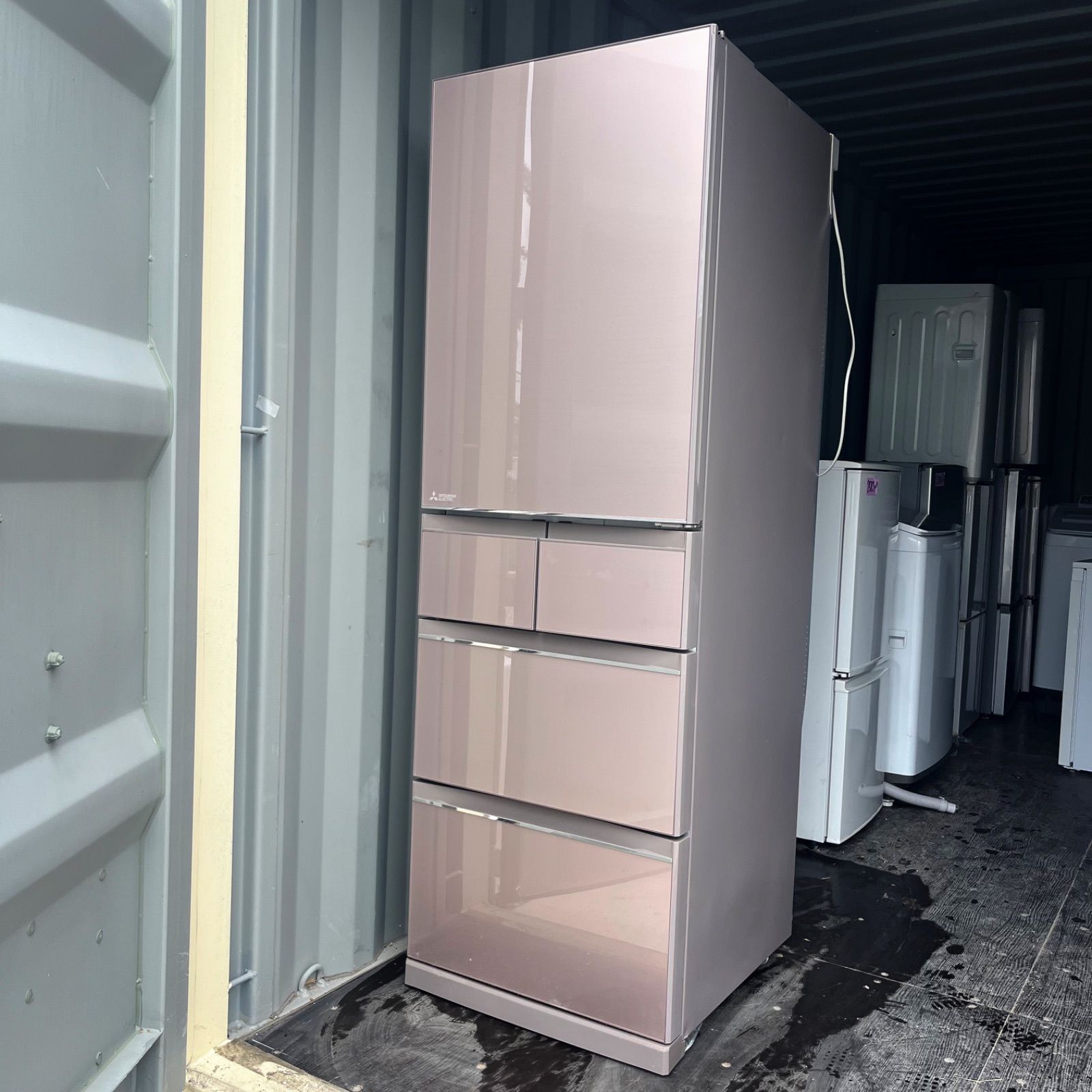 1 三菱ワイドチルドルーム搭載 ラベンダーピンク5ドア冷蔵庫 洗濯機