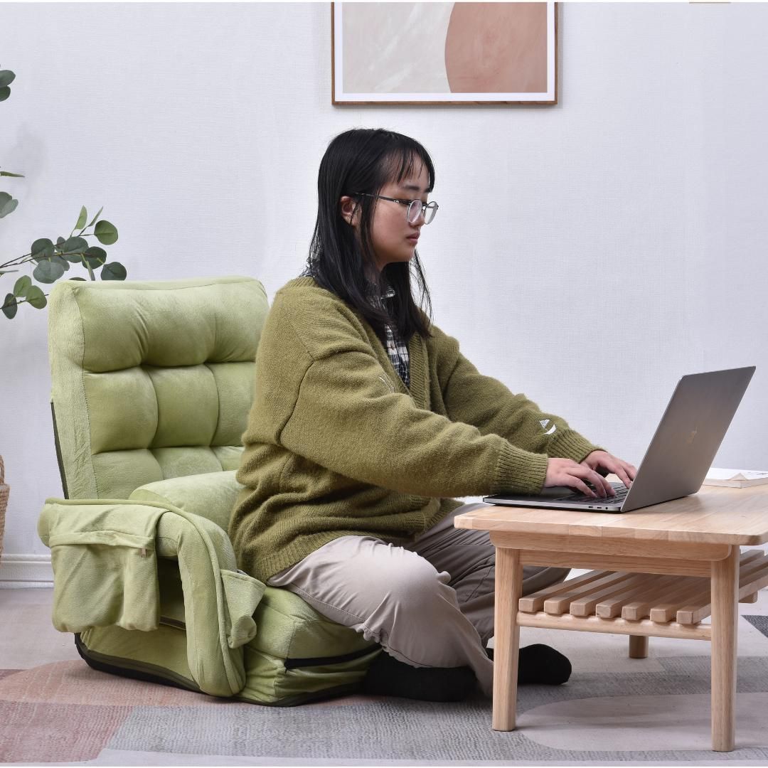 座椅子 リクライニング 14段ギア リクライニングチェアー ファブリック