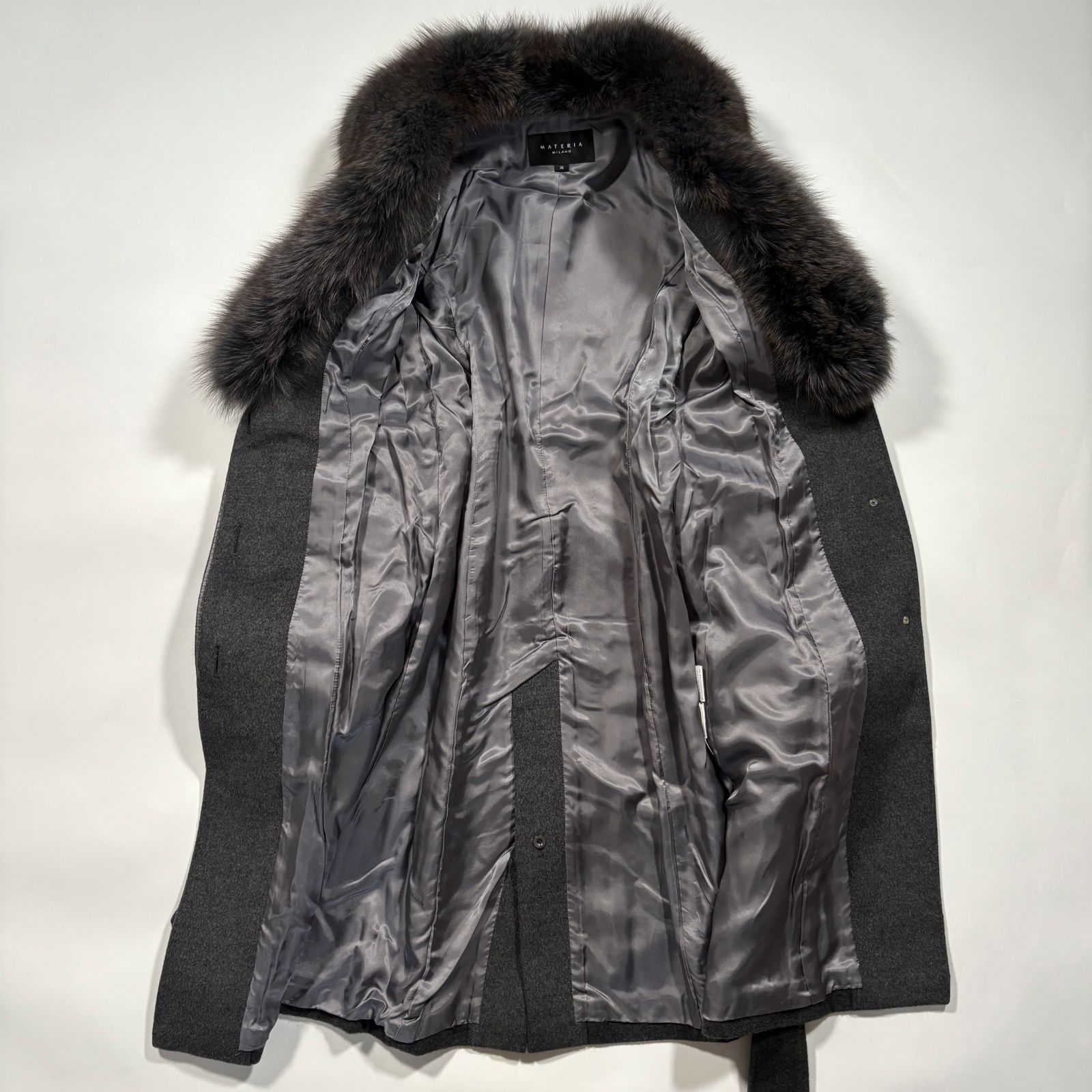 ほぼ未使用 MATERIA マテリア リアルファー アンゴラ ウール ロング