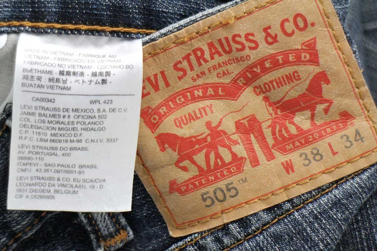 Levi'sリーバイス 505 USED加工 デニムパンツ w38 L34★SDP2471 ジーンズ ストレート 縦落ち ヒゲ オーバーサイズ  ビッグサイズ