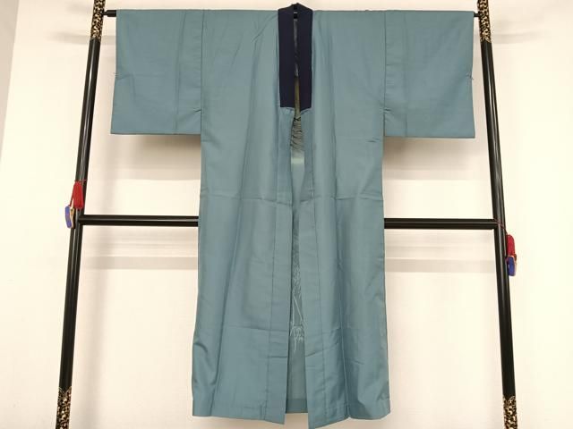 平和屋着物▽男性 紬 アンサンブル 長襦袢(単衣)セット 単衣 草色 正絹