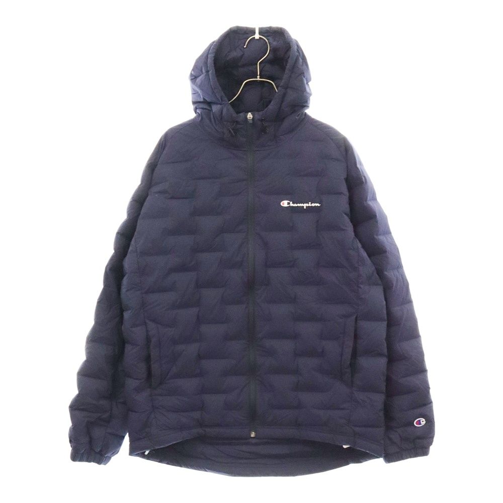 CHAMPION (チャンピオン) DOWN ZIP HOODED JACKET ダウン ジップアップ フーディー ジャケット ネイビー C3-QS602