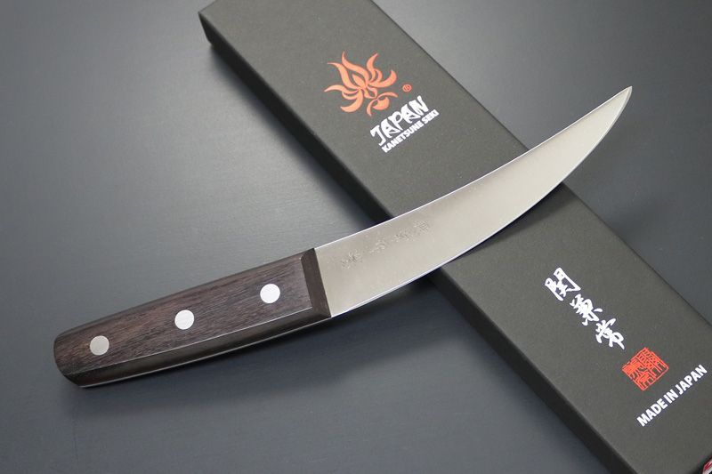 包丁 日本製 KC-337 関兼常作 全鋼 頭オトシ 150mm ローズウッド柄 肉捌き 肉処理業者 ジビエ 皮剥包丁 狩猟ナイフ サバキ包丁