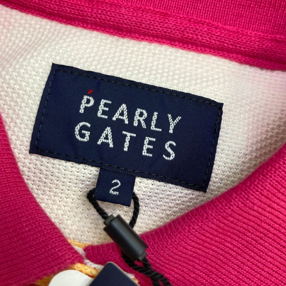 サイズ：2 PEARLY GATES パーリーゲイツ 055-2260808 半袖ポロシャツ ロゴ総柄 ピンク系 [240101475337] ゴルフウェア レディース ストスト サイズ：2 PEARLY GATES パーリーゲイツ 055-2260808 半袖