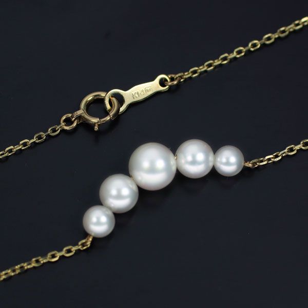 ミキモト K14YG アコヤ真珠 ペンダントネックレス 径約3.9-6.1mm
