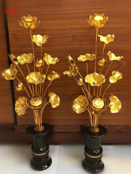 密教 法具 寺院用仏具 供養 常花 アルミ製 1対 高さ 40CM