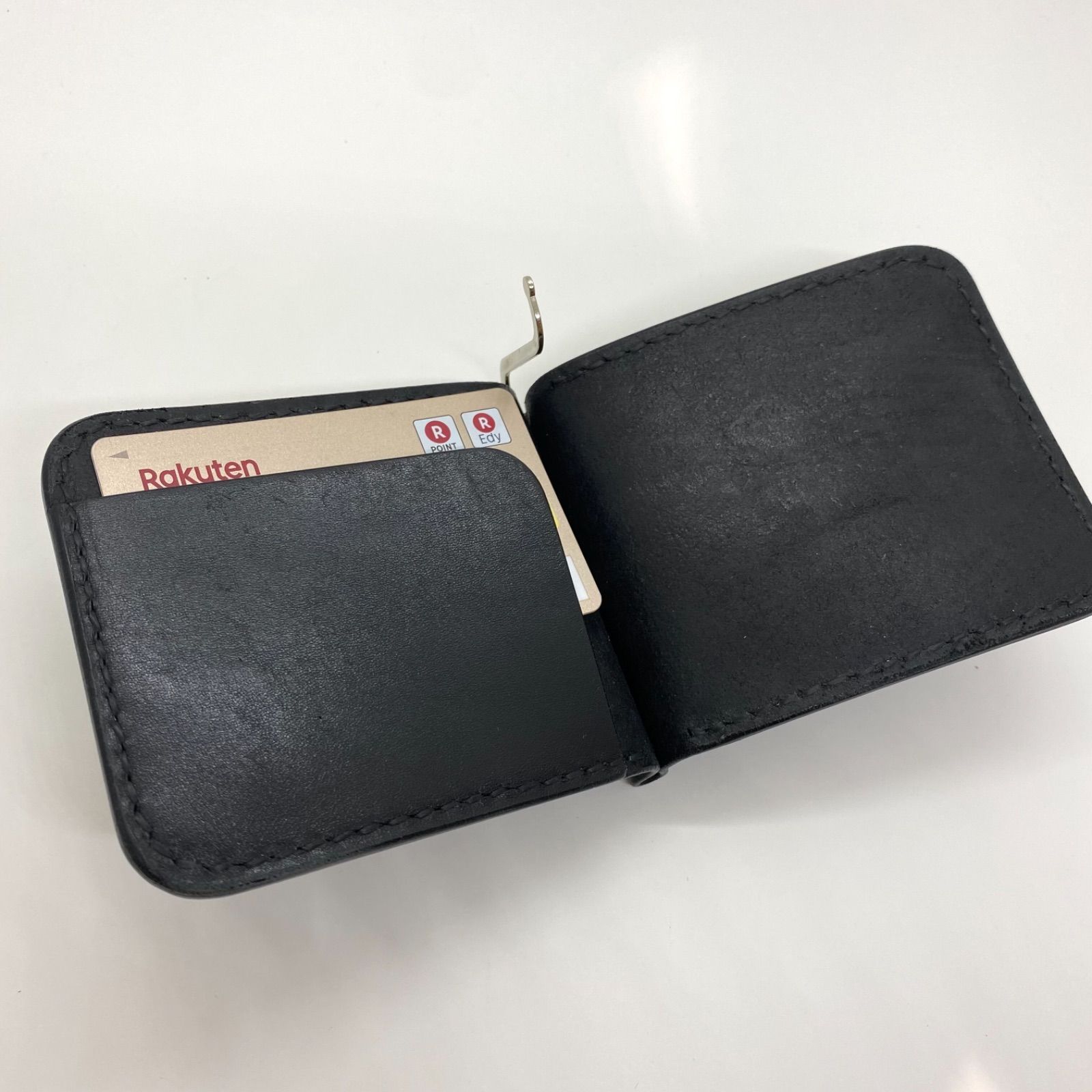 専用ショート財布 マネークリップ　フラワーコンチョボタン 黒　ブラック 専用ショート財布 マネークリップ フラワーコンチョボタン 黒