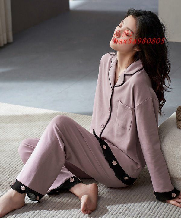 パジャマ レディース 上下セット 綿 ルームウェア 前開き 誕生日 かわいい 秋冬 あったかい 2点セット 綿 授乳服 部屋着 寝巻 hax5a980805 DECORATOM_COM_BR