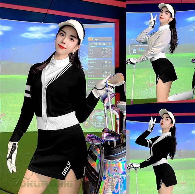 ゴルフ GOLF ウールセーター 秋 冬 レディース コート ゴルフウェア ニットセーター 防寒 暖かい プレゼント ギフト 2410gfmy06*カラー-BLACK