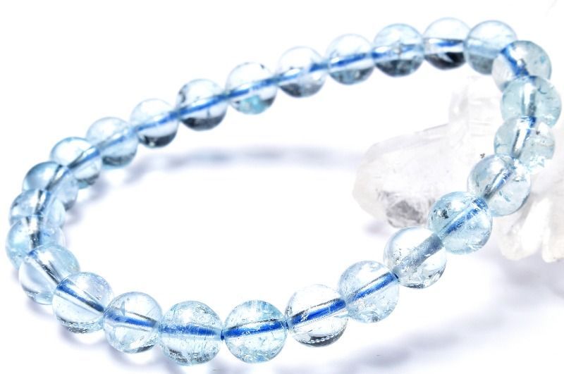 【希少】5A最高級ブルートパーズ8mmブレス　宝石質　透明度抜群　一円～