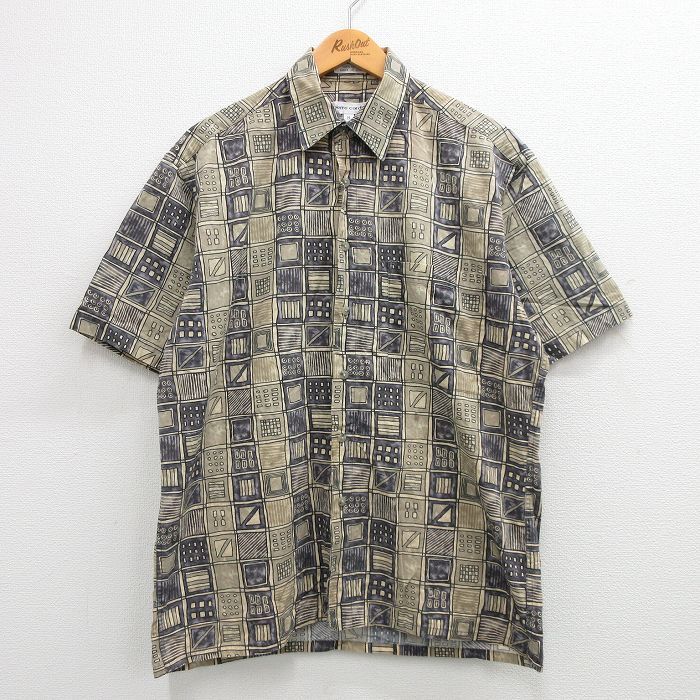 L/古着 ピエールカルダン 半袖 シャツ メンズ 90s 総柄 コットン 緑系他 グリーン 24mar07 中古 トップス