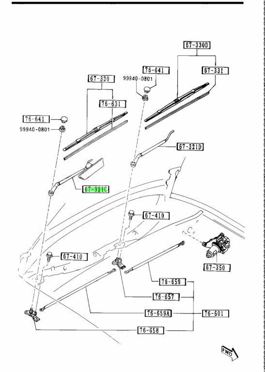 ●未使用 マツダ NA8C NA6C ロードスター 純正 運転席側 ワイパーアーム MAZDA Driver's side wiper arm