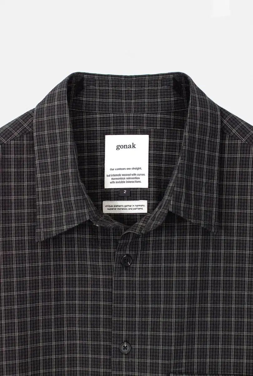 コナック gonak オーガニック チェック シャツ black moss S