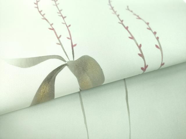 平和屋着物●塩瀬　九寸名古屋帯　手描き　草花文　金彩　正絹　逸品　DABA0772cm 平和屋着物○塩瀬 九寸名古屋帯 手描き 草花文 金彩 正絹 逸品