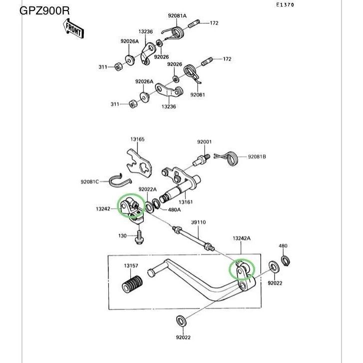 KAWASAKI GPZ750R シフトペダル チェンジペダル ☆ZX750G GPZ900R前期