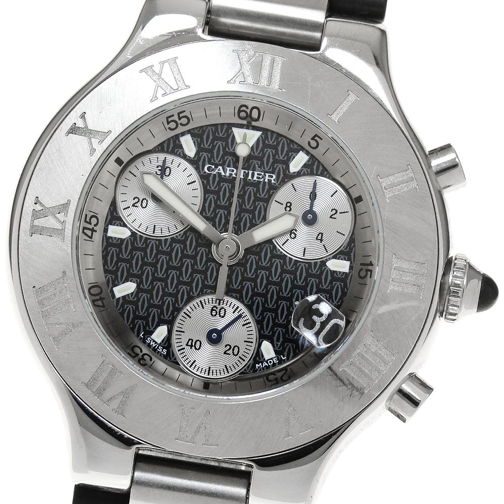 カルティエ CARTIER W10125U2 クロノスカフ デイト クォーツ メンズ保証書付き_847661