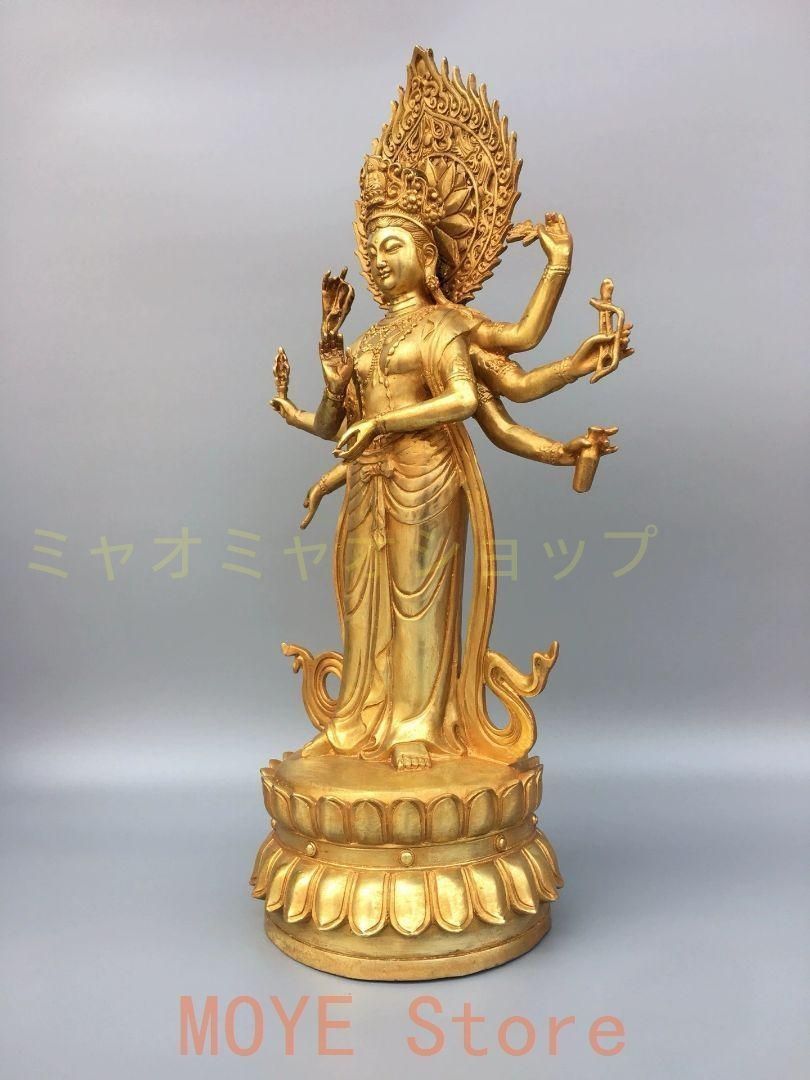仏教美術 仏像 八臂観音菩薩仏像 家内 仏堂供仏 銅製品 置物