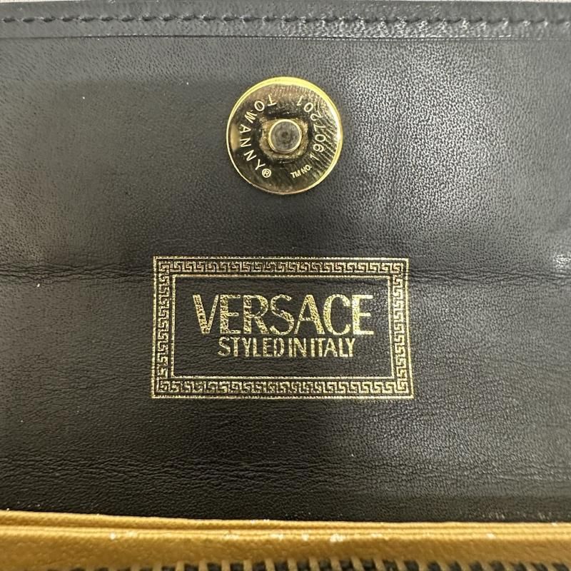 VERSACE ヴェルサーチ 財布 コンパクト財布 総柄 レオパード レザー バロックデザイン