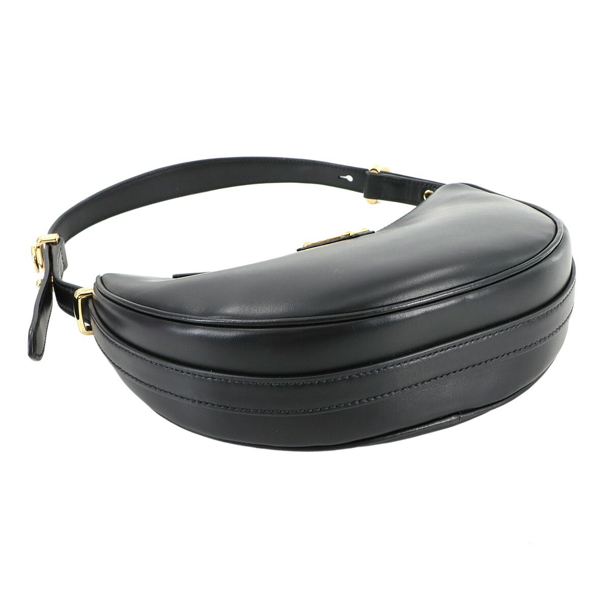 未使用 展示品 プラダ PRADA アーケ スモール 2way ハンド ショルダー バッグ ナイロン レザー ブラック 1BC194 ゴールド 金具 90281413 未使用 展示品 プラダ PRADA アーケ スモール 2way ハンド ショルダー