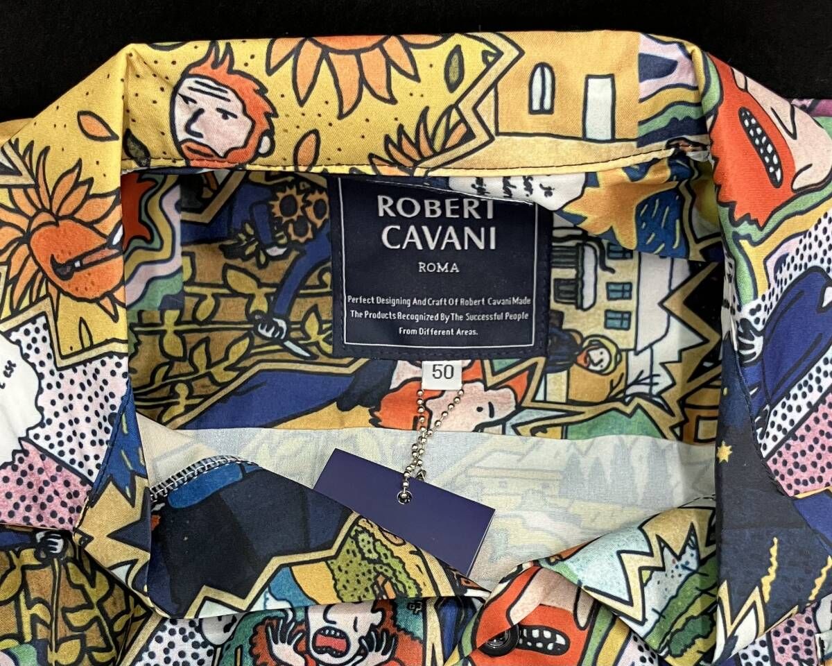 タグ付] ROBERT CAVANI ロベルトカバーニ 開襟 半袖 アロハシャツ 総柄 