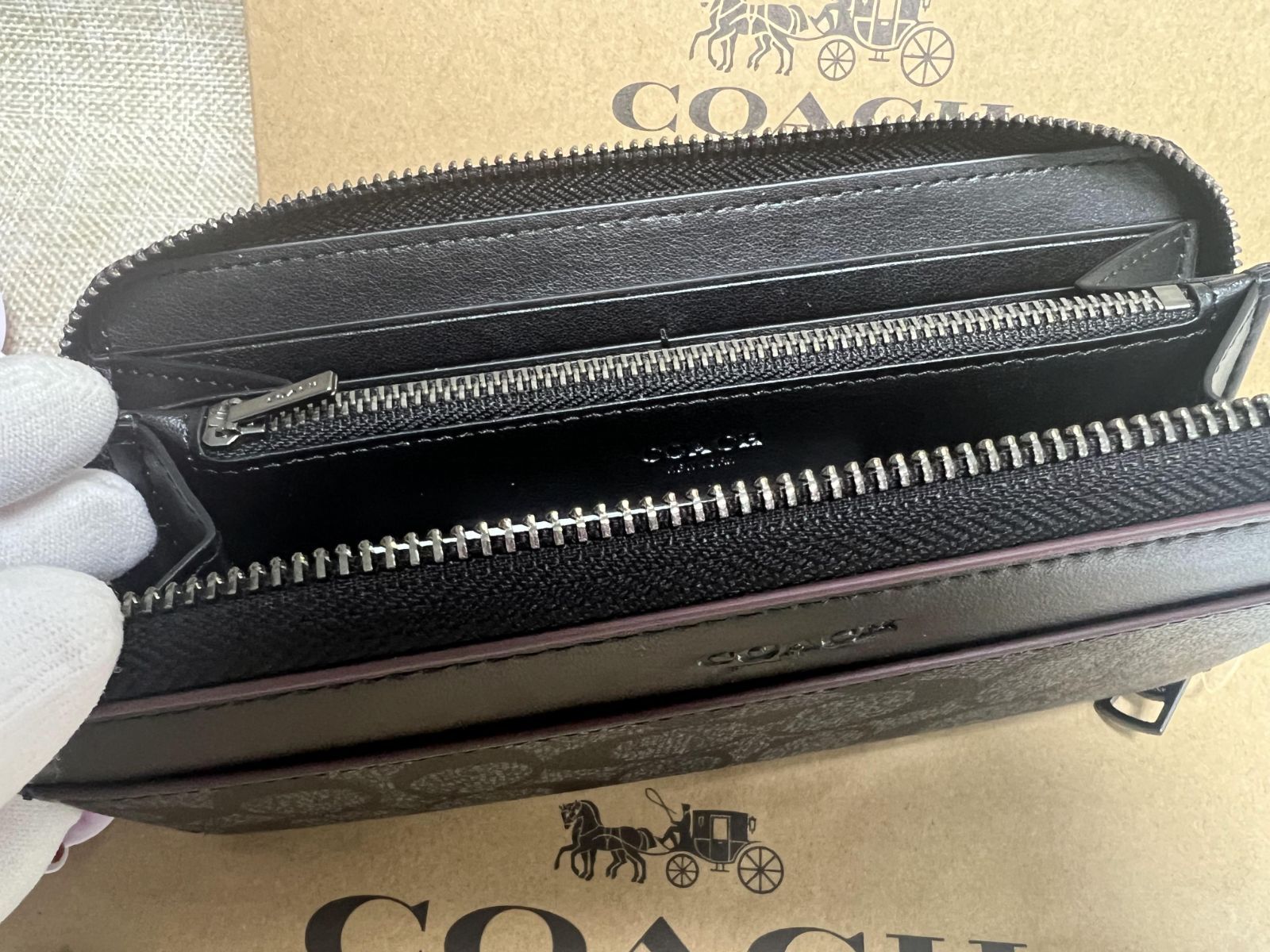 COACH 長財布 新品 ブラック ブラックオックスブラッド 正規品 メンズ