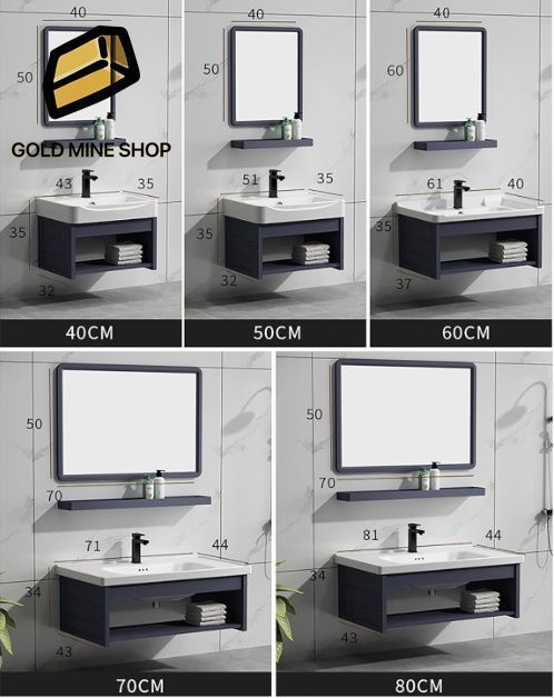 洗面台 洗面ボール 陶器製 洗面シンク 洗面化粧台 キャビネット シンク コンボ 小さなスペース用 バスルーム シンク キャビネット バスルーム シンク 洗面台 鏡付き 壁掛け バスルーム 洗面化粧台 50x35x35cm HRDEVELOPMENT_JP