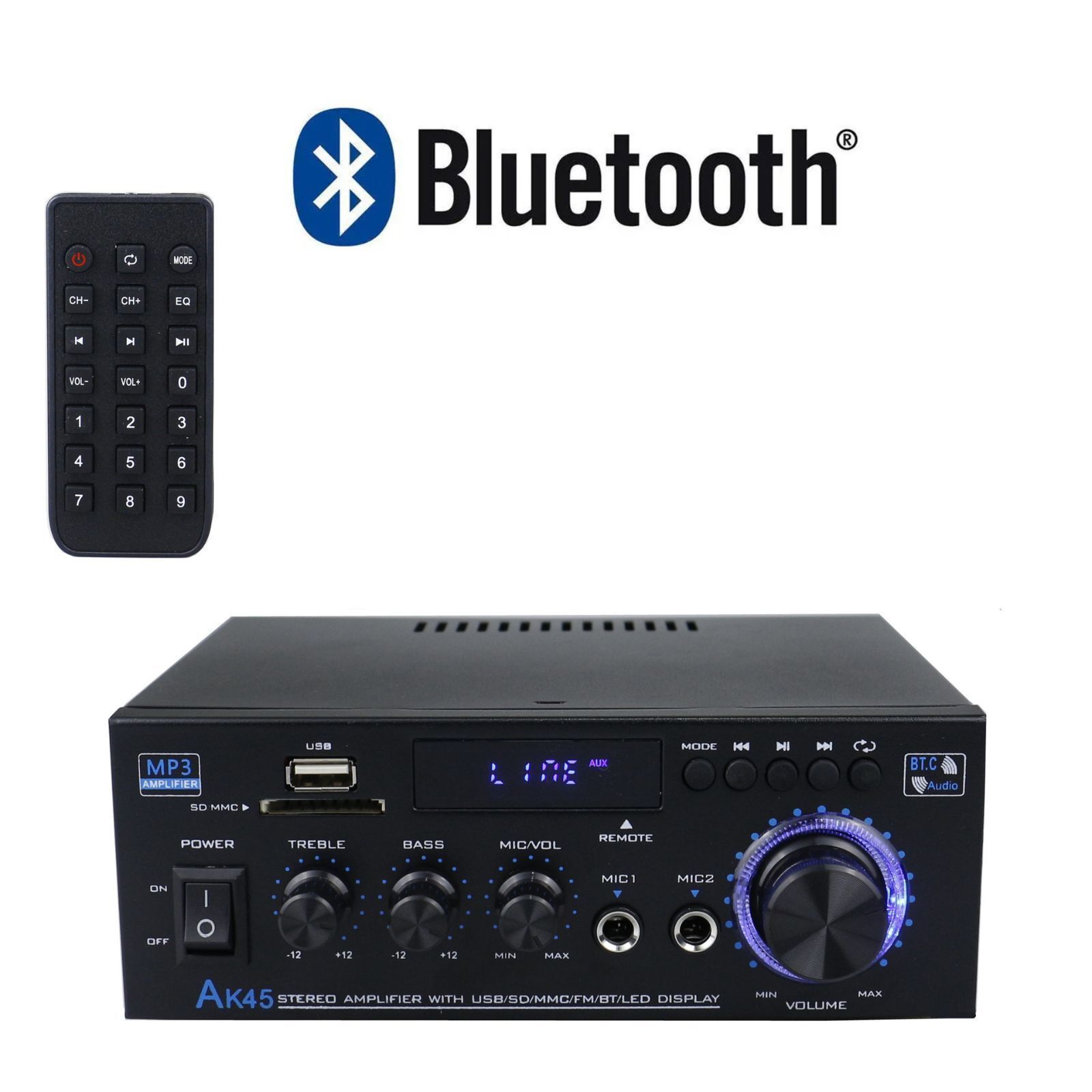 ステレオアンプ パワーアンプ オーディオアンプ Bluetooth5.0 Amazon | Bluetooth5.0対応 2chオーディオアンプ 30W＋30W 実効