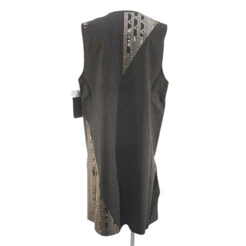 飛天 あいびぶれ ロングベスト ジレ 絹 シルク 茶系 ブラウン 日本製 ポケット 裏地 総柄 タグ付