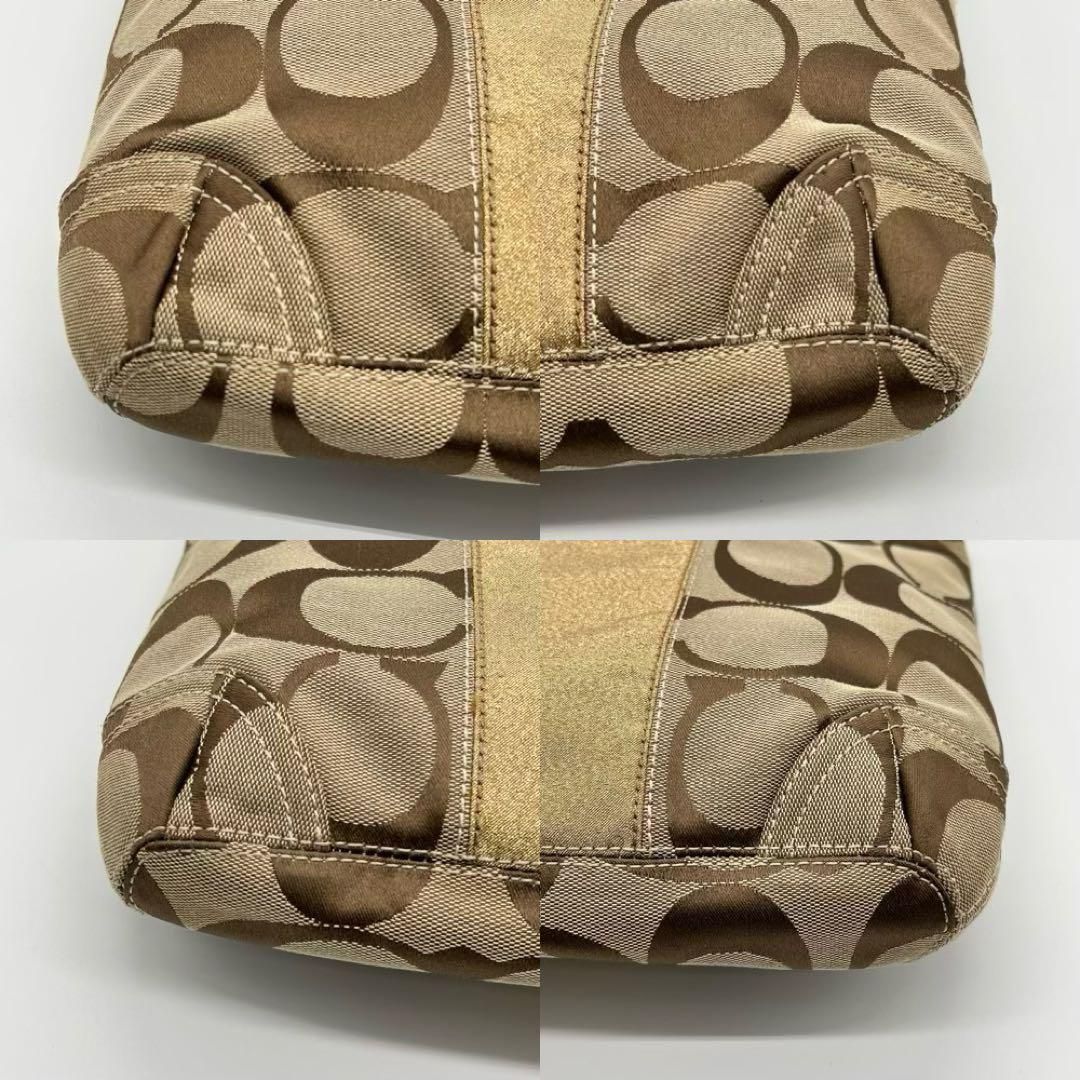 美品】COACH コーチ シグネチャー ストライプ ハンドバッグ
