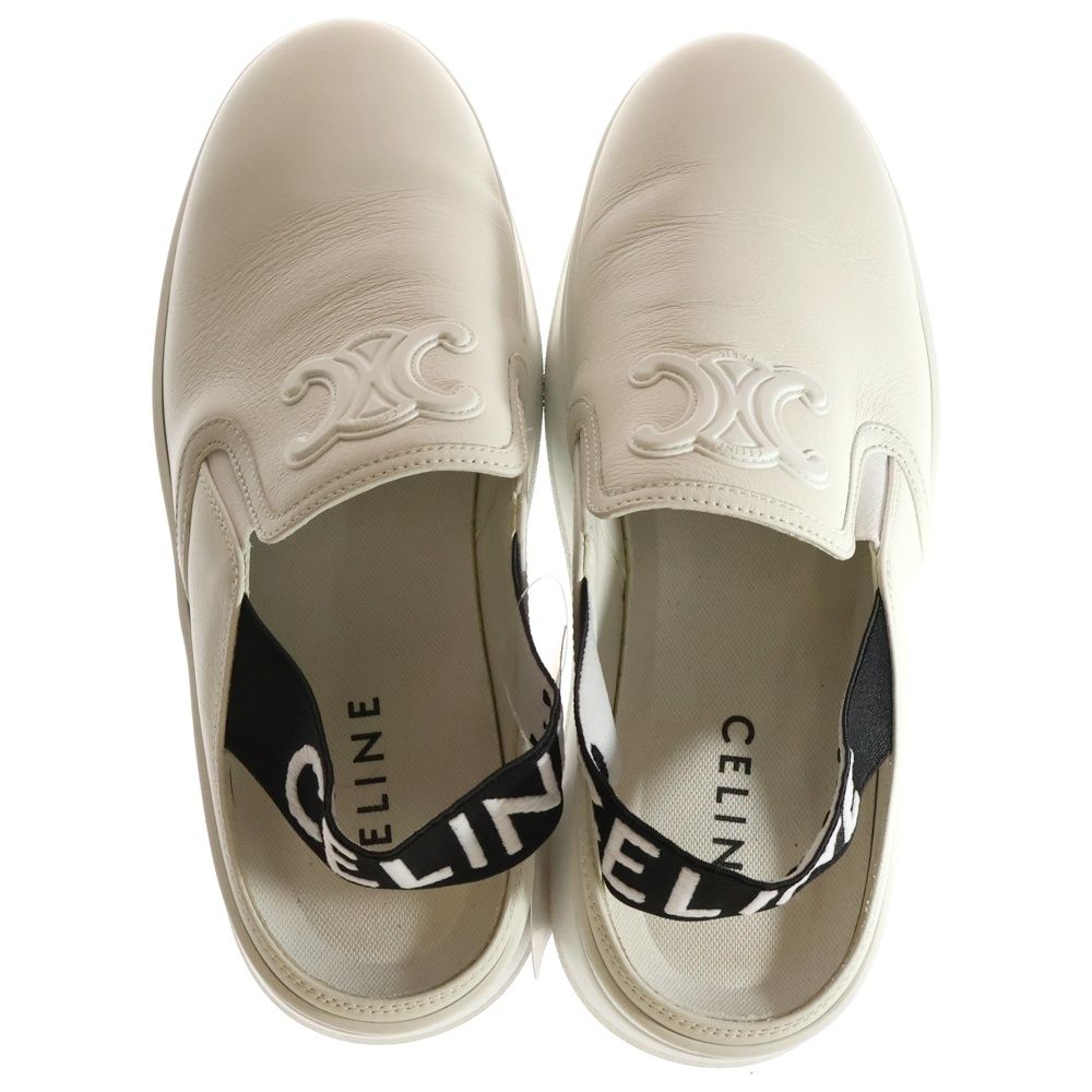 CELINE セリーヌ ブロック ウェッジ ミュール カーフスキン ジャガード テキスタイル レザーサンダル レディース ホワイト 363655147C.01OK KIN-KAAI_COM