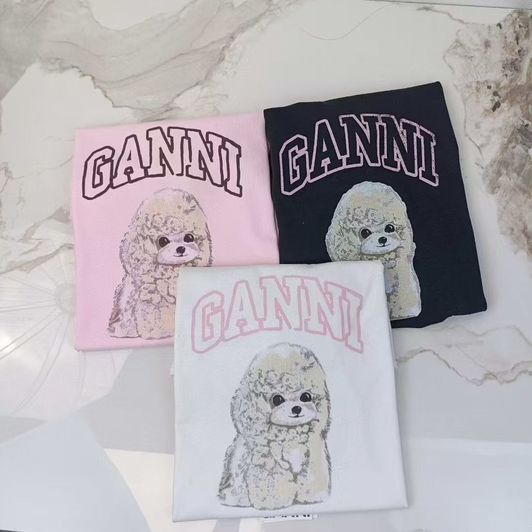 GANNI 動物プリント Tシャツ 半袖 GANNI半袖Tシャツ 動物プリント レディース 可愛い 3色展開