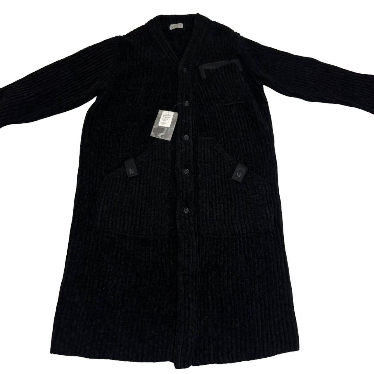 【未使用】Yohji Yamamoto ノーカラー ボタンレス ロングコート 未使用】Yohji Yamamoto ノーカラー ボタンレス ロングコート