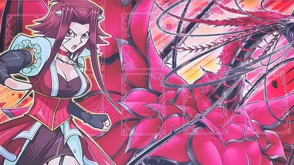 遊戯王　十六夜アキ　黒薔薇の破滅竜　プレイマット プレイマット『十六夜アキ&黒薔薇の破滅竜』【-】{-}《プレイ