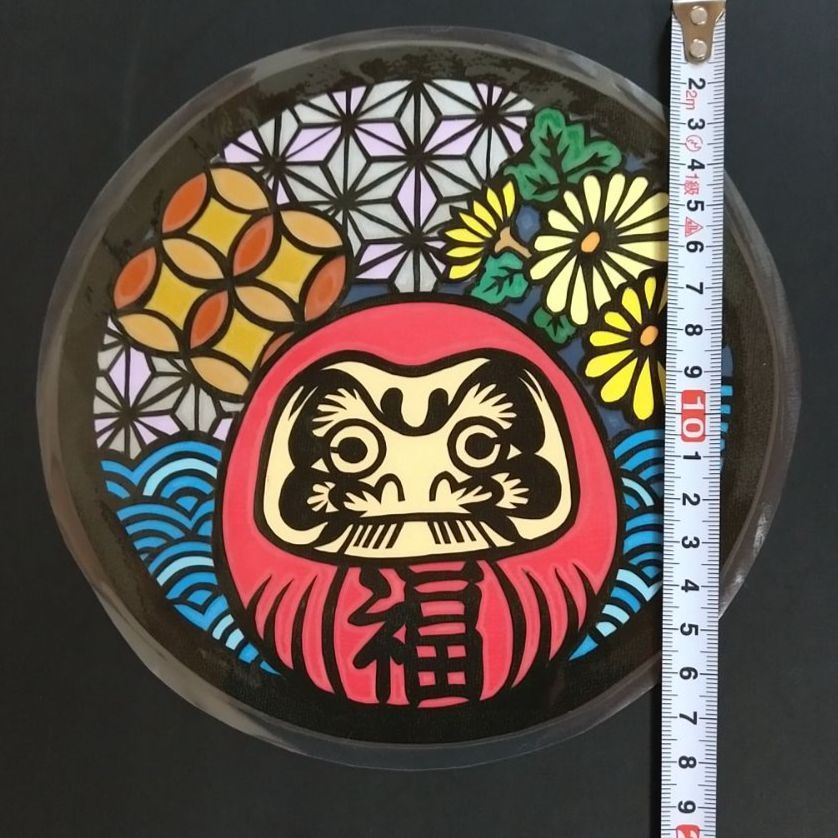 だるま / 切り絵】縁起物『達磨・福』 青海波・菊・七宝「和モダン
