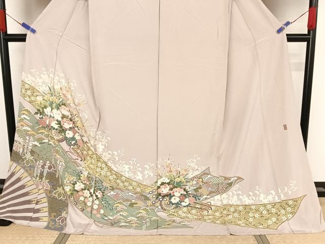 平和屋着物○十日町友禅作家 岡村蒼風 色留袖 遠山風景文 暈し染め