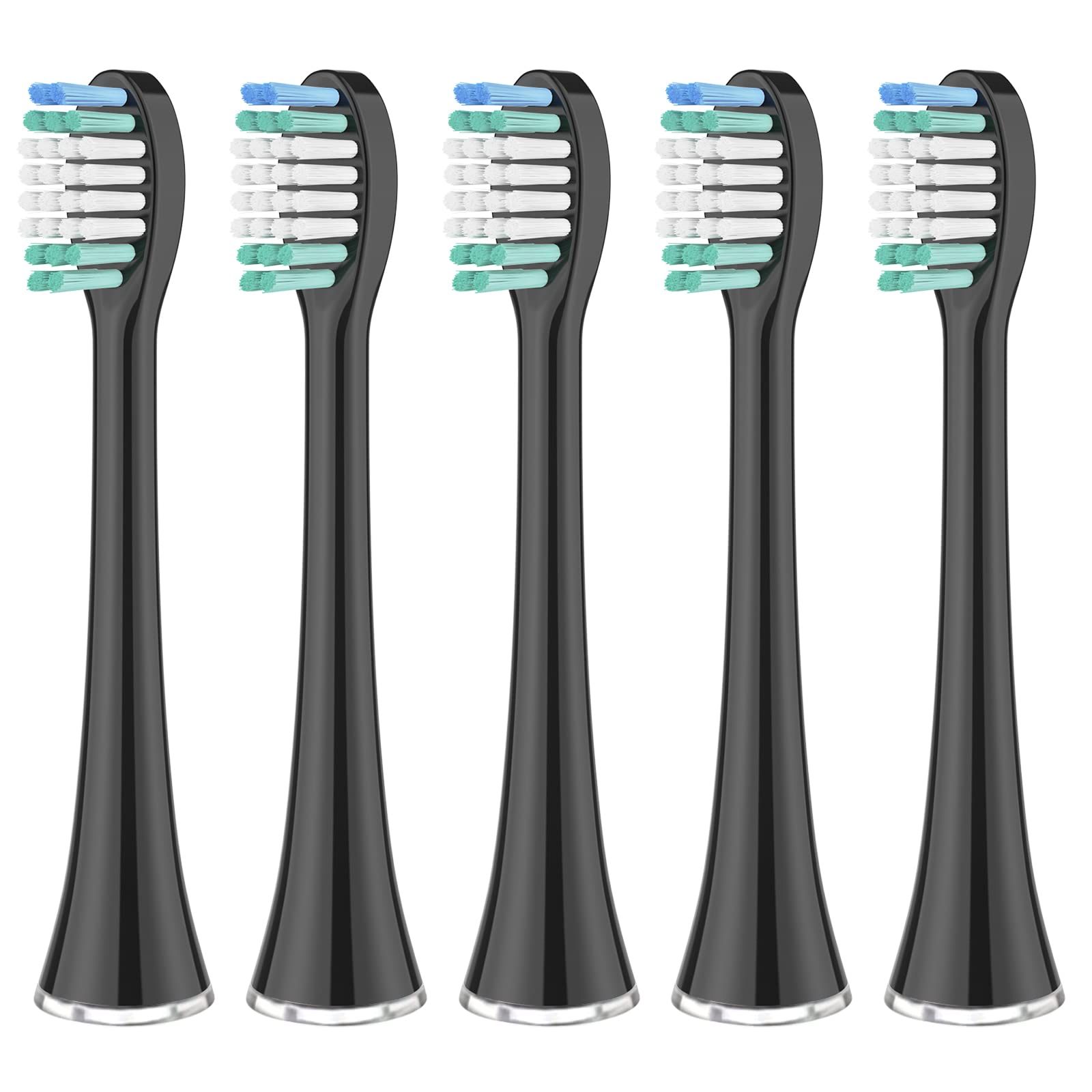 Harobey 交換用歯ブラシヘッド AquaSonic Blackシリーズ Vibeシリーズ Black Series Pro Duo Series Pro用 電動歯ブラシブラック 5個パック 