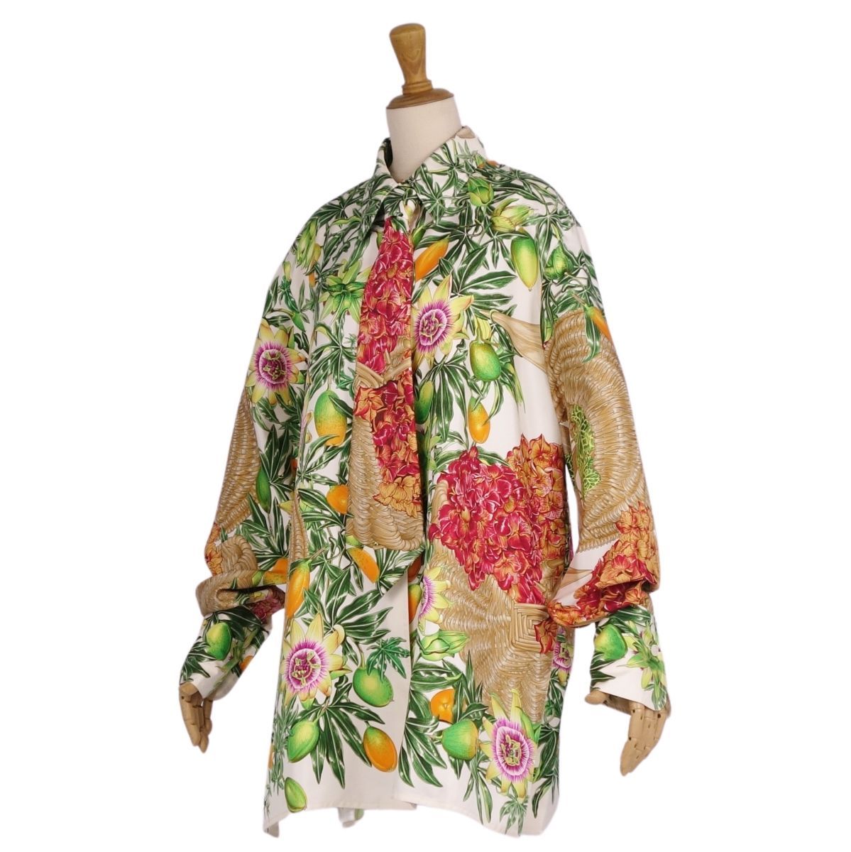 極美品 Vintage エルメス HERMES シャツ ブラウス タイ付き ロン