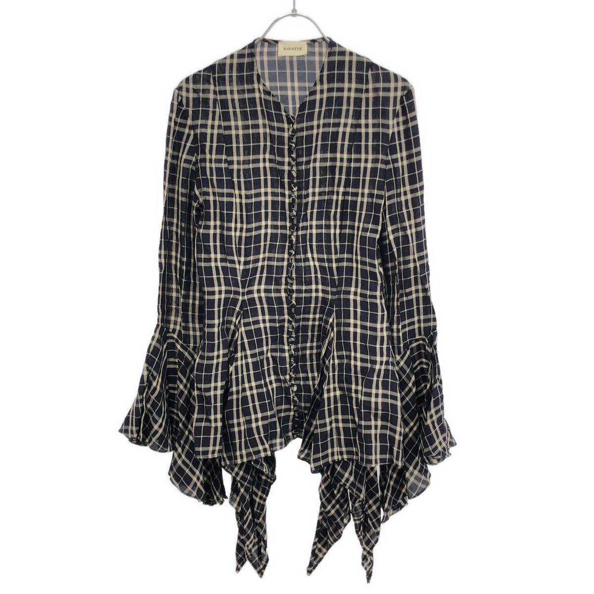 KHAITE ケイト 20SS Elliot チェックブラウスシャツ ネイビー 0