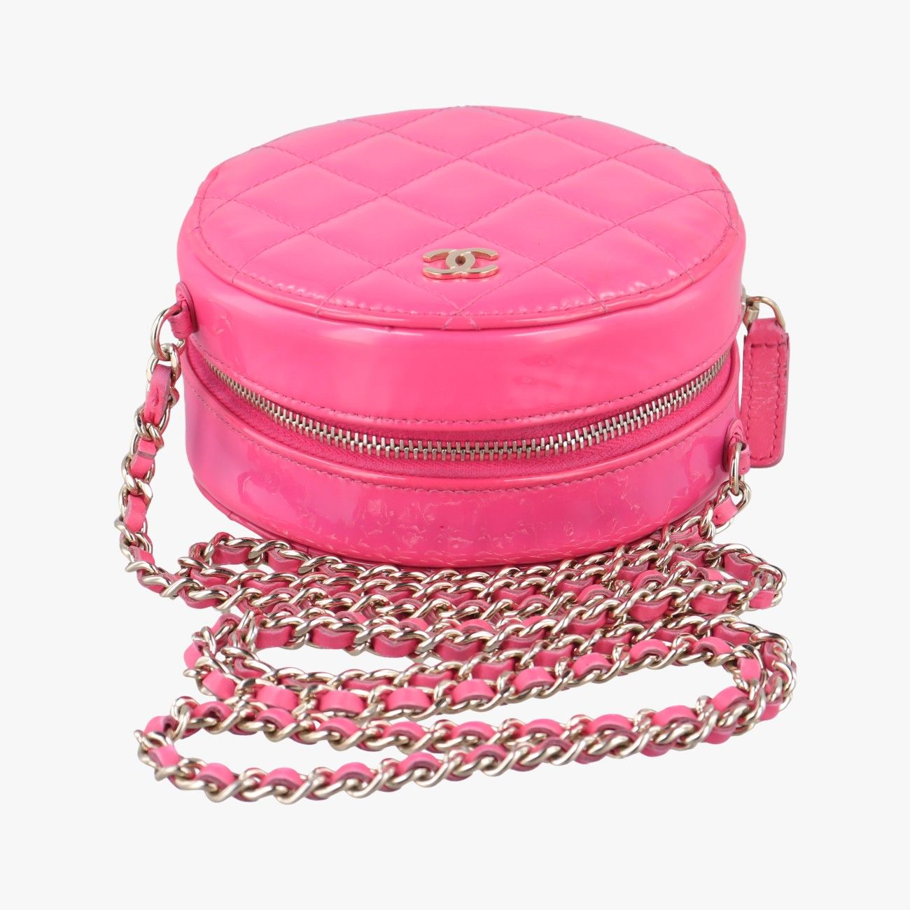 シャネルChanelロウンドアスアース リボンピンクパテント