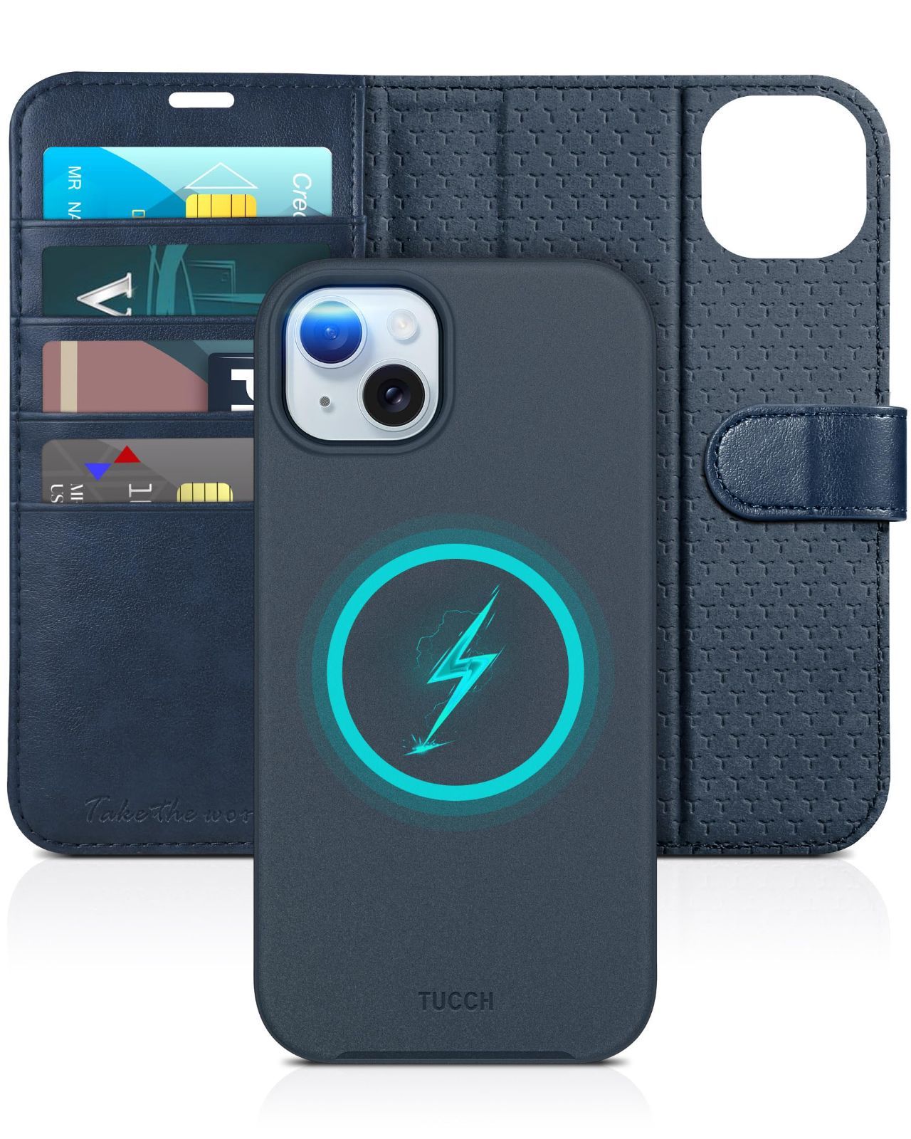 TUCCH iPhone 15 Plus 対応 ケース 手帳型 2 in 1 分離式 iPhone 15 プラス ケース 手帳型 取り外し可能 2way 衝撃吸収 全面保護 [RFIDブロッキング] 高級PUレザー カードポケット 横置きスタンド機