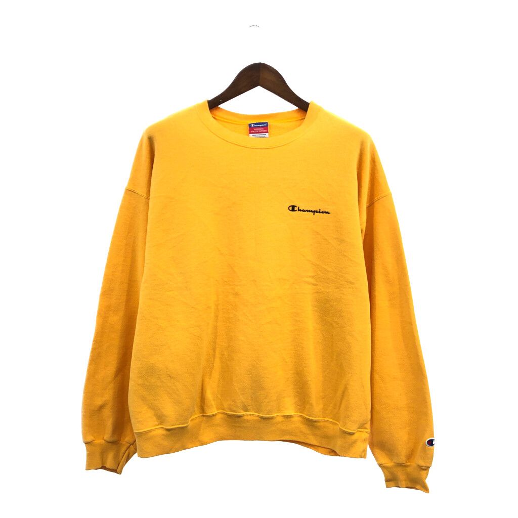 2000年代～ Champion チャンピオン オーセンティック ワンポイントロゴ スウェット イエロー (メンズ XL) 中古 古着 Q2045