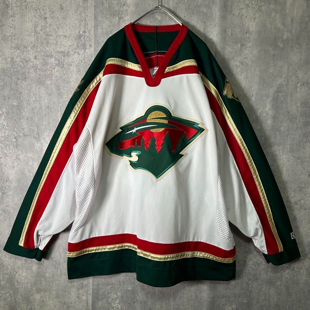 CCM カナダ製 ミネソタ ワイルド ゲームシャツ 刺繍 NHL XL CCM NHL Minnesota Wild jersey made in Canada