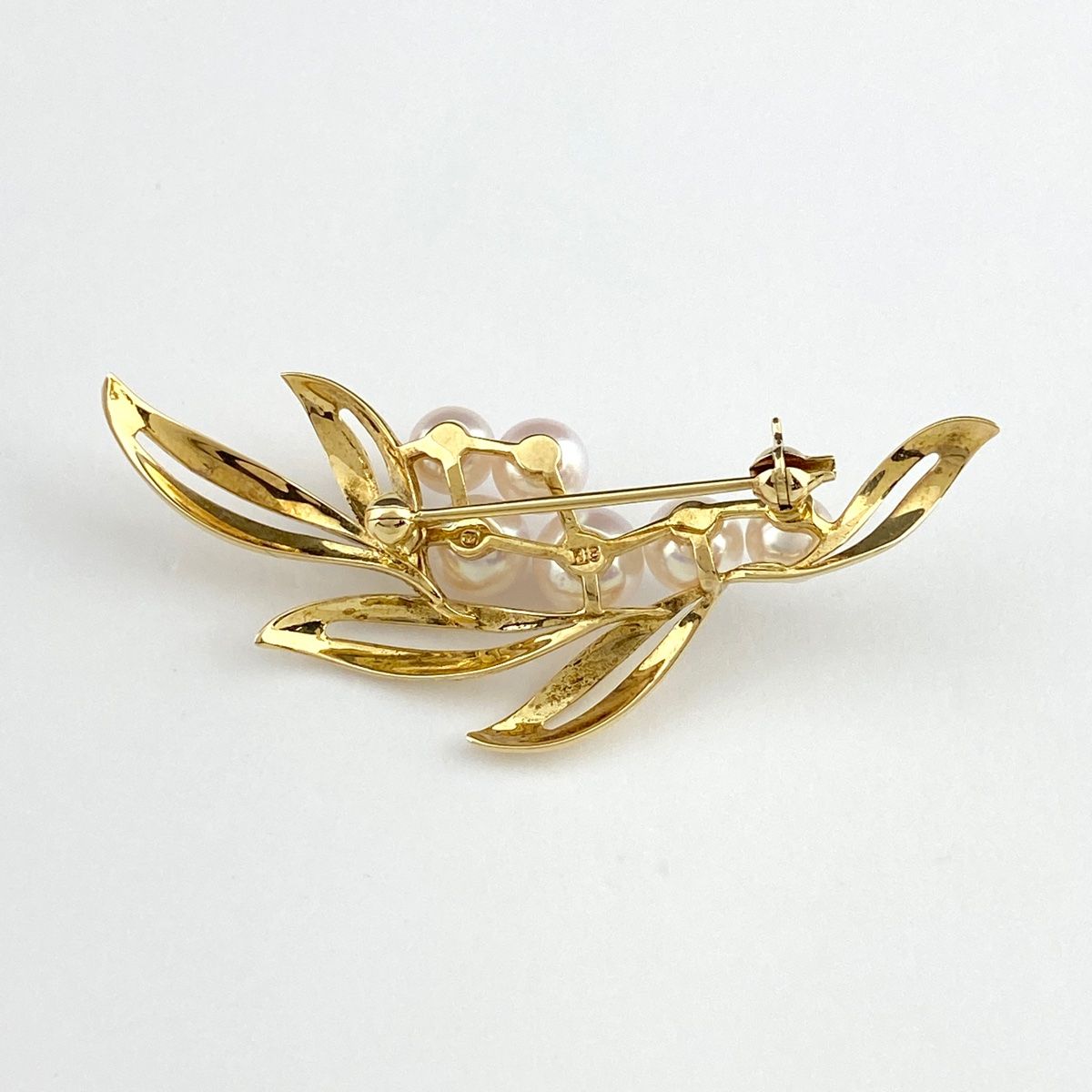ミキモト MIKIMOTO パール デザインブローチ YG イエローゴールド 真珠 