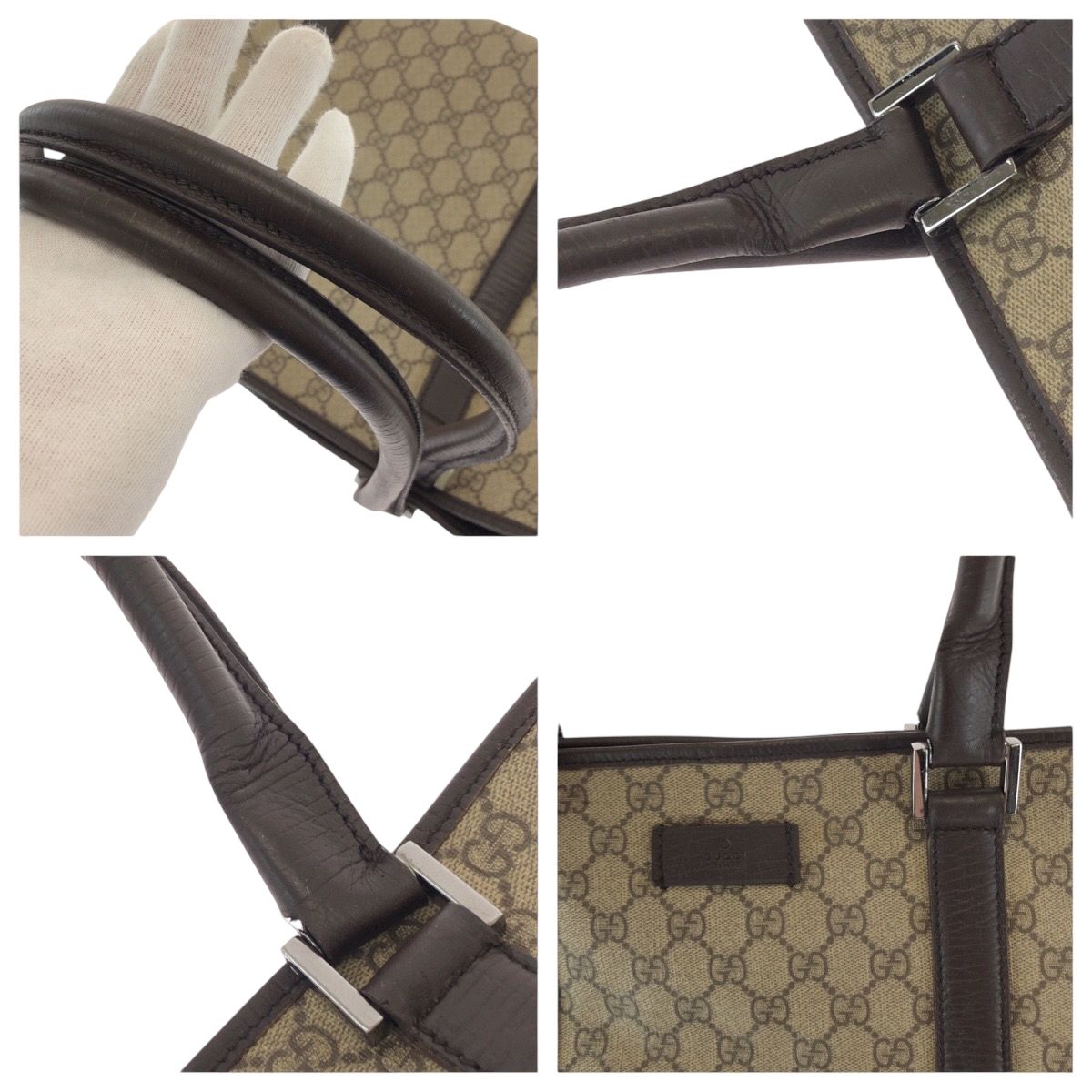 GUCCI グッチ ベージュ ダークブラウン シルバー金具 GGスプリーム 